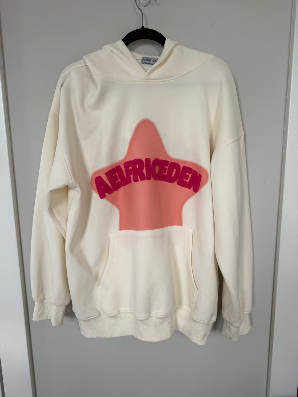 Aelfric Eden Cream Hoodie with Pink Star Logo